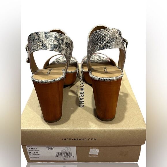 Lucky Brand Trisa Natural Africann Chunky Platform Heel Sandals women US 8.5 M - Picture 5 of 8